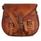Crossbody Leather Gipsy Bag with Two front Pockets & Adjustable Leather Straps  - Tanned Brown