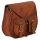 Crossbody Leather Gipsy Bag with Two front Pockets & Adjustable Leather Straps  - Tanned Brown