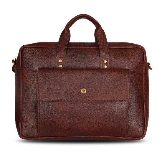 Thar Artefacts Sauve Leather Laptop Bag - 15.6inch [Red Brown]