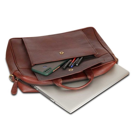 Thar Artefacts Sauve Leather Laptop Bag - 15.6inch [Red Brown]