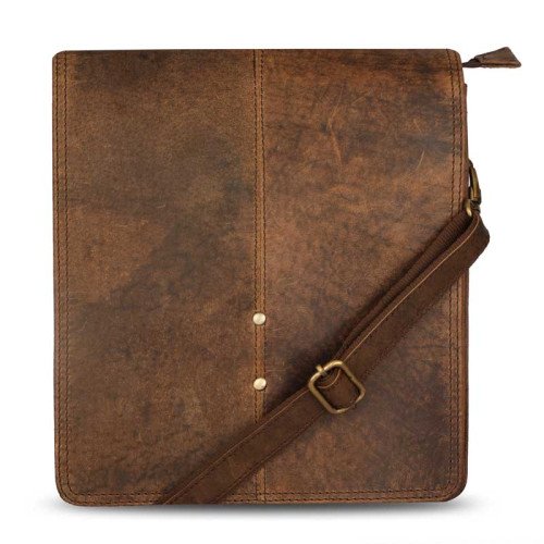 Thar Artefacts Sinewy Leather Crossbody Bag - 11 Inches [Brown]