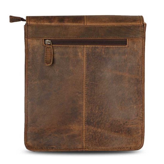 Thar Artefacts Sinewy Leather Crossbody Bag - 11 Inches [Brown]