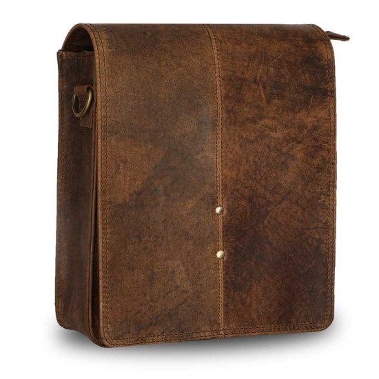Thar Artefacts Sinewy Leather Crossbody Bag - 11 Inches [Brown]