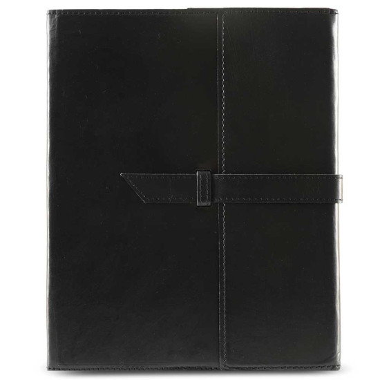 Leather Office File Folder Expandable Personal Organizer- Black