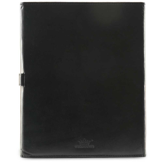 Leather Office File Folder Expandable Personal Organizer- Black