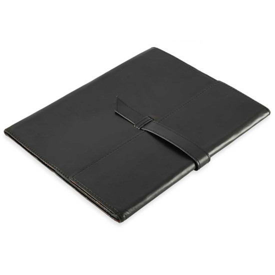 Leather Office File Folder Expandable Personal Organizer- Black