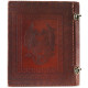 Leather Office File Folder Expandable Personal Organizer with Embossed Double Dragon- Brown