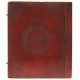 Leather Office File Folder Expandable Personal Organizer with Embossed Double Dragon- Brown