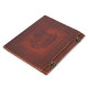 Leather Office File Folder Expandable Personal Organizer with Embossed Double Dragon- Brown