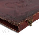 Leather Office File Folder Expandable Personal Organizer with Embossed Moon Dragon- Brown