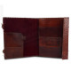 Leather Office File Folder Expandable Personal Organizer with Embossed Moon Dragon- Brown