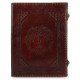 Leather Office File Folder Expandable Personal Organizer with Embossed Tree of Life- Brown
