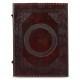 Leather Office File Folder Expandable Personal Organizer with Embossed Tree of Life- Brown