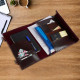 Leather Office File Folder Expandable Personal Organizer with Embossed Tree of Life- Brown