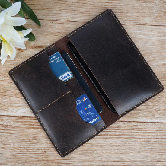 Thar Artefacts Slim Leather Passport Cover & Phone Wallet Multipurpose Travel Holder