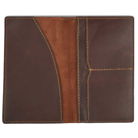 Slim Leather Passport Cover & Phone Wallet Travel Holder with Front Tab Cut Pocket 